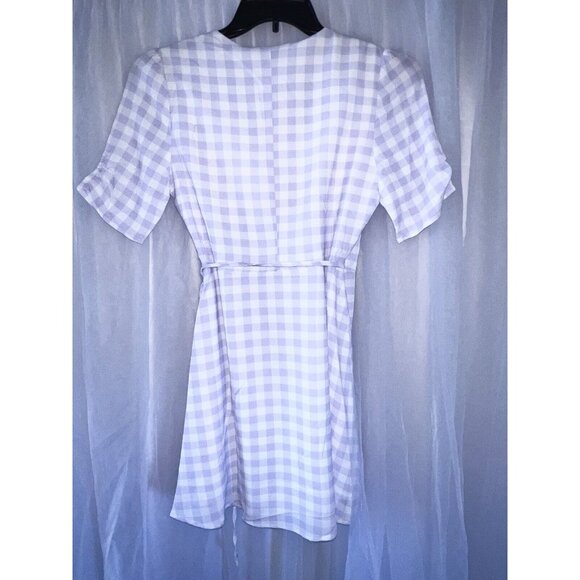 CHARLIE HOLIDAY JUNIPER TIE FRONT DAYTIME WRAP DRESS Lilac Size 4 - Picture 3 of 8